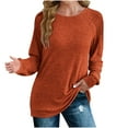 thumbnail image 1 of KIHOUT Spring Winter Womens Tops Fashion Solid Color Round-Neck Pullover Long Sleeve Loose Sweatshirts Tops, 1 of 8