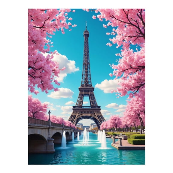 Diamond Art Kits for Adults - 5d Paris Spring Blossom Towers Sky Diamond Painting for Adults, Diamond Art for Adults Beginners, Diamond Painting Kits for Adults for Home Wall Decor