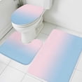 thumbnail image 3 of Pink Blue Ombre Bath Mat 3 Piece Bathroom Rug Set, Pink Gradient Color Modern Abstract Art Non Slip Bath Rug Contour Mat and Toilet Lid Cover, Absorbent Shower Mats Soft Bath Rugs and Mats Sets, 3 of 8