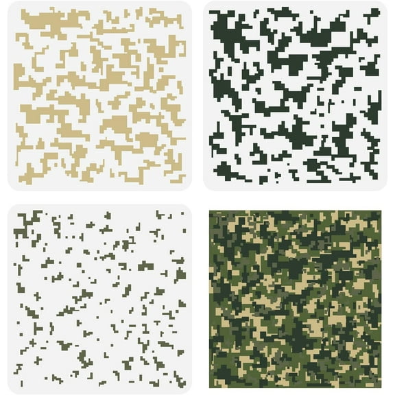 Camo Stencils - 3PCS Reusable Painting Templates 11.8x11.8inch Camouflage Pattern Tiger Stripe Leopard Square Large Sets for Fabric & Wood Decor diy
