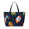 thumbnail image 2 of Xecao Spaceships and Stars for versatile beach bag for women includes zipper pockets and waterproof material, ideal for vacations and adventures., 2 of 7