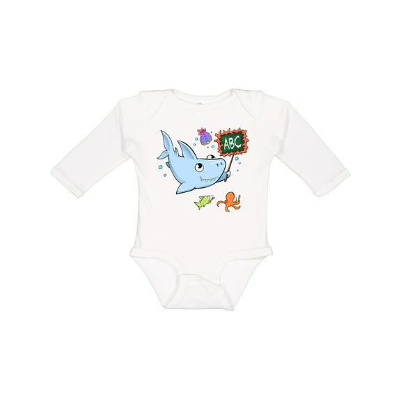 Inktastic Teacher Shark with School of Fish Boys or Girls Long Sleeve Baby Bodysuit