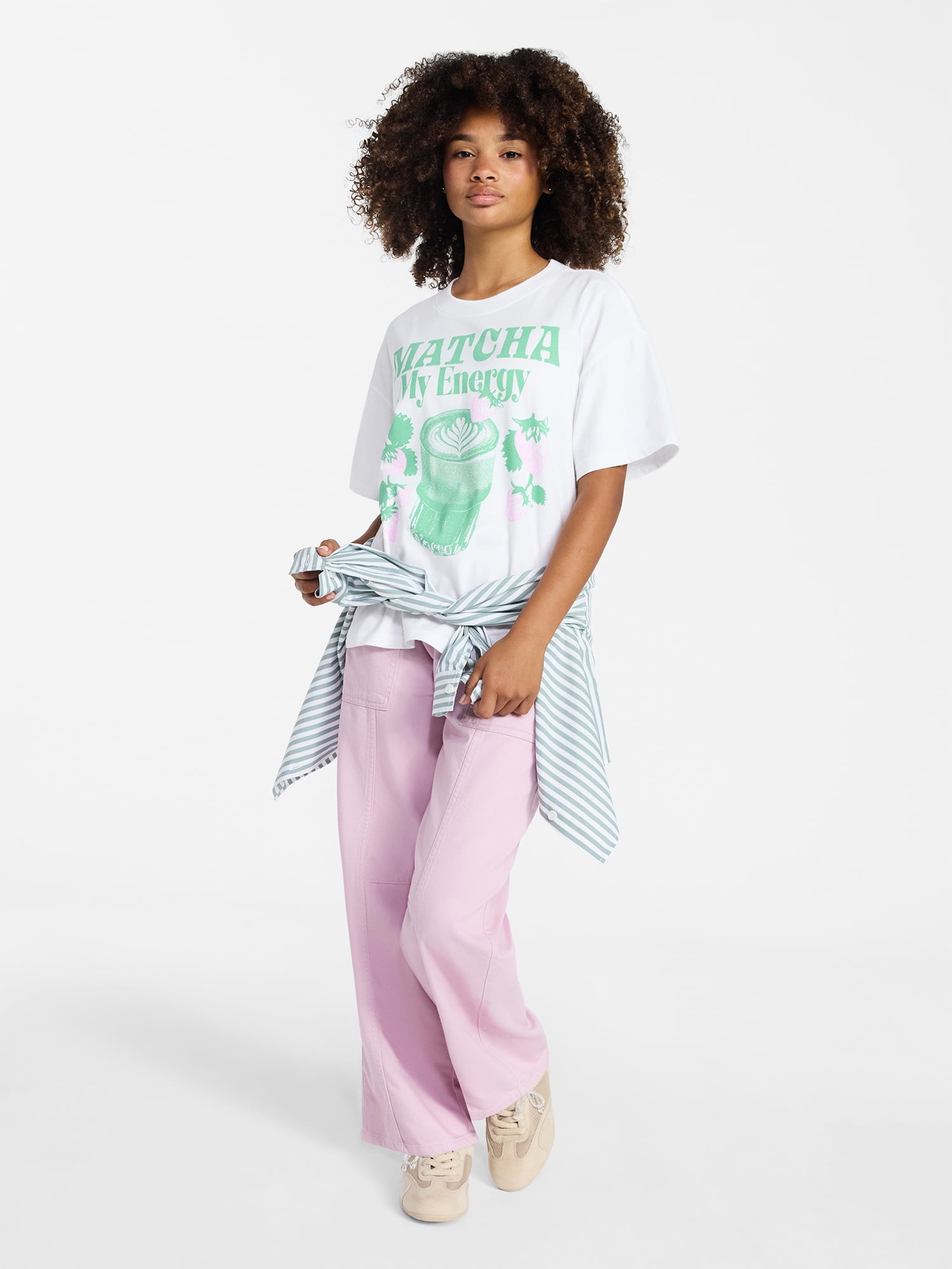Weekend Academy Girls Oversized Graphic Tee with Short Sleeves, Sizes 4-18