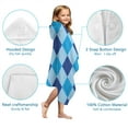 thumbnail image 7 of Light Blue and Dark Blue Argyle Pattern Hooded Bath Towel，50"x30" for Ages 3 To 12 Kids, Quick Dry Lightweight Soft Microfiber Hood Beach Towel Cover Up for Kids, 7 of 7
