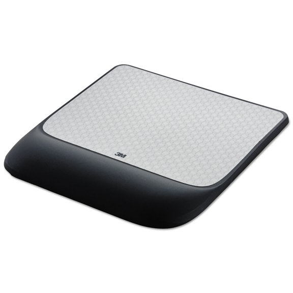 3M Mouse Pad with Precise Mousing Surface and Gel Wrist Rest, 8.5 x 9, Gray/Black