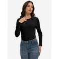 thumbnail image 3 of Womens Long Sleeve Stretch Crew neck T-Shirt Fitted Casual Basic Tops, 3 of 6