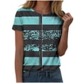 thumbnail image 2 of Womens Tops Casual Print Short Sleeve Round Neck T-Shirt Stylish Summer Top Green S, 2 of 4