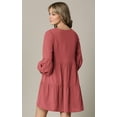thumbnail image 3 of Made by Johnny Women's Casual Long Sleeve V-Neck Loose Flowy Swing Shift Dress XL MULBERRY, 3 of 5