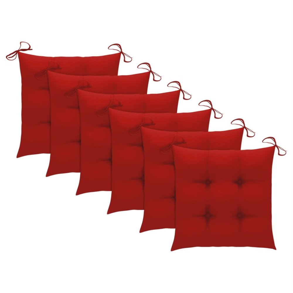 vidaXL Chair Cushions 6 pcs Red 15.7"x15.7"x2.8" Fabric