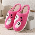thumbnail image 2 of Shadoumai Halloween Spooky Ghost Slippers for Women Men Bats Cute Cozy Warm Plush Fluffy Warm Lined Slipper Retro Memory Foam Shoes for Unisex Adult Indoor Outdoor, 2 of 9