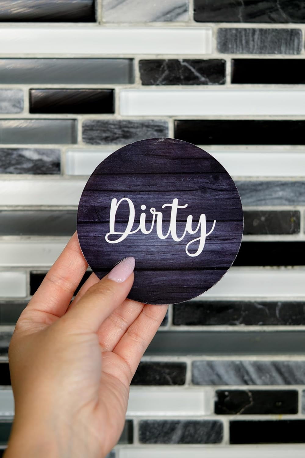 Clean Dirty Magnet for Dishwasher, Dishwasher Magnet Clean Dirty Sign for Dish Washer, 3.5 Inch Diameter Black and White Style