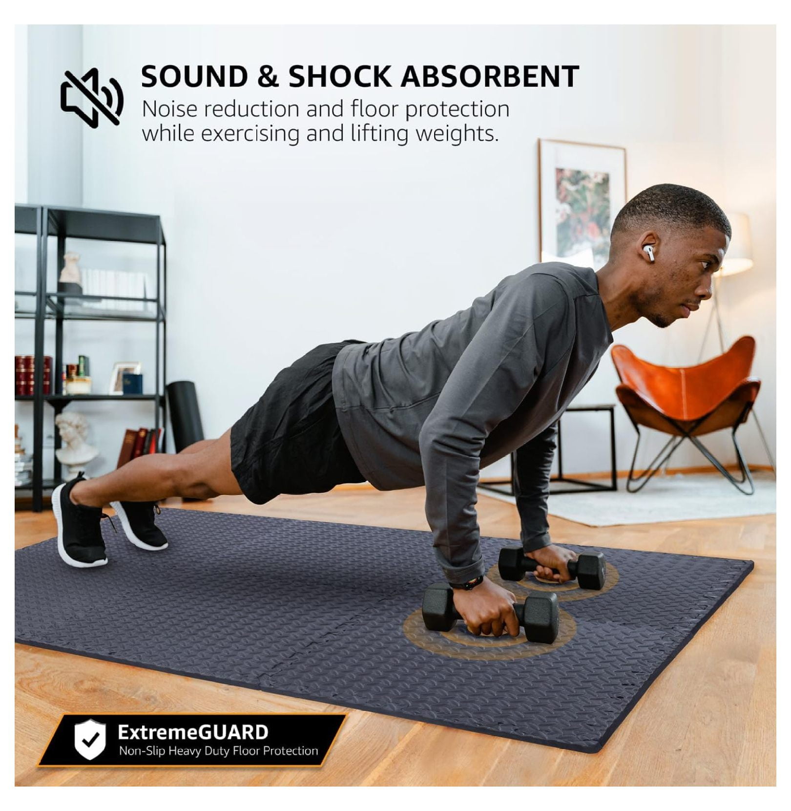 12 Pack, SQFT - 24" x 24" - 1/2" Extra Thick Floor for Home Gym or Floor Padding - High-Density Interlocking Foam Floor Tiles for Gym Equipment, Play Area | Yoga, Cardio, Weights