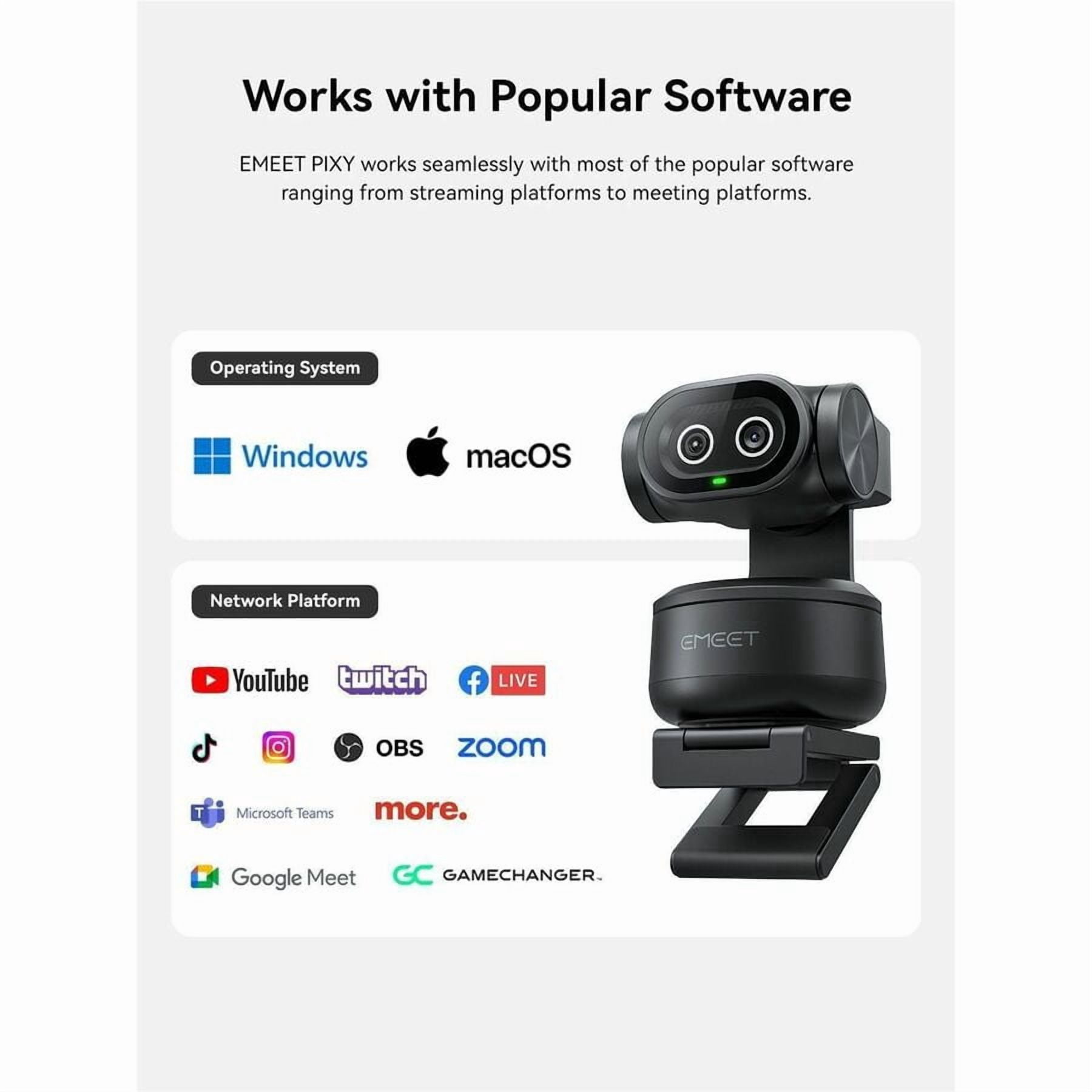 EMEET Pixy Dual-lens 4K PTZ Webcam with Gesture Control and Auto Tracking, Work with EMEET STUDIO