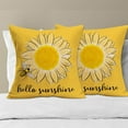 thumbnail image 3 of Hello Sunshine Pillow Covers 18x18 Inch Set of 2 Summer Sunflower Bee Farmhouse Square Pillow Cases Linen Yellow Cushion Cover for Outdoor Front Porch Patio Sofa Couch, 3 of 6