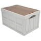 thumbnail image 3 of Caja de almacenamiento plegable multifuncional para exteriores de 30 litros, caja de almacenamiento portátil extraíble gruesa con panel de madera para exteriores, color blanco, 3 of 14