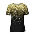 thumbnail image 4 of Patlollav Womens Casual Sparkling Crystal Printed Round Neck Short Sleeved Tops, 4 of 6