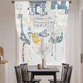 thumbnail image 3 of Eiffel Tower Tie Up Curtains for Windows, Adjustable Balloon Window Shades, European Architectural Retro Hand-Painted Kitchen Window Treatments Farmhouse Short Curtains with Rod Pocket 42"x45", 3 of 8