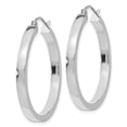 thumbnail image 4 of Diamond2Deal 10K White Gold 2x3mm Rectangle Tube Hoop Earrings for Women (L- 1.19 inch, W- 0.08 inch), 4 of 6