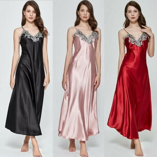 Tiljvks Nightgowns for Women Satin Silk Short Sleep Slip Dress Shelf Bra  Nightgowns for Women Sexy Sleep Dress at  Women's Clothing store