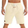 thumbnail image 2 of lcziwo Mens Swim Shorts Knee Length Elastic Waist Hiking Shorts with Pockets Beach Travel Golf Drawstring Short Beige M, 2 of 8