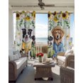thumbnail image 4 of Dogs Blackout Curtains 45 Inch Length Watercolor Spring White Yellow Daisy Sunfower Floral Leaf Colorful Plaid Thermal Insulated Window Curtain Window Drapes 2 Panels for Living Room 52"Wx45"L, 4 of 9