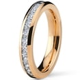 thumbnail image 2 of Metal Masters 4mm Rose Plated Princess Cut Womens Eternity Titanium Ring Wedding Band Cz, 2 of 5
