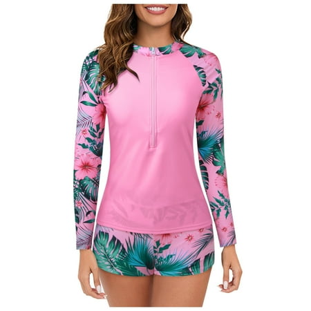 

Women s Long Sleeve Rash Guard Swimsuit Printed Zipper Surfing Swimsuit Bathing Suit
