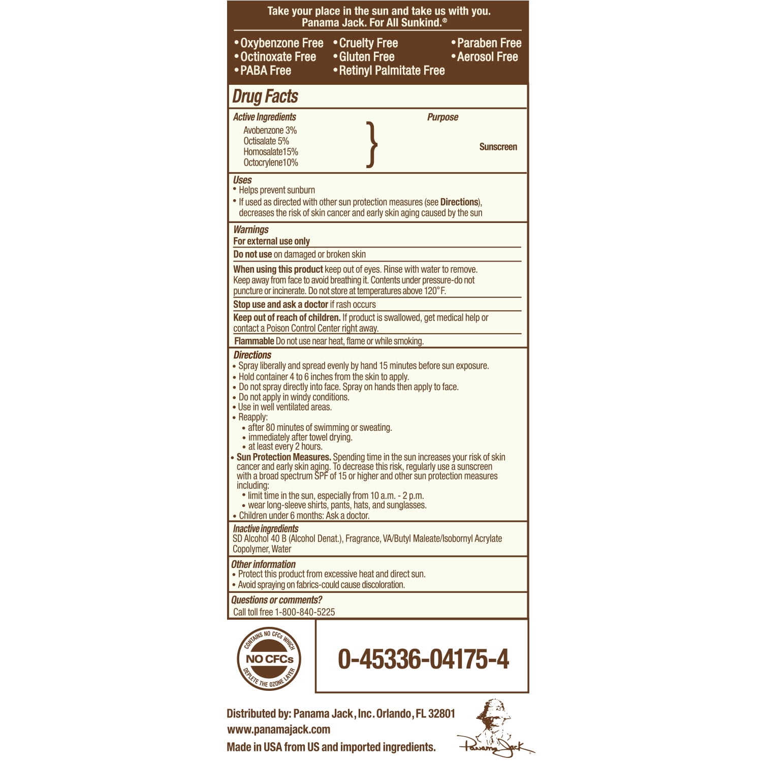 Panama Jack Continuous Spray Sunscreen - SPF 75, Broad Spectrum UVA/UVB Protection, PABA, Paraben, Gluten & Cruelty Free, Water Resistant (80 Minutes), 5.5 OZ (5.50 Fl Oz (Pack of 2))
