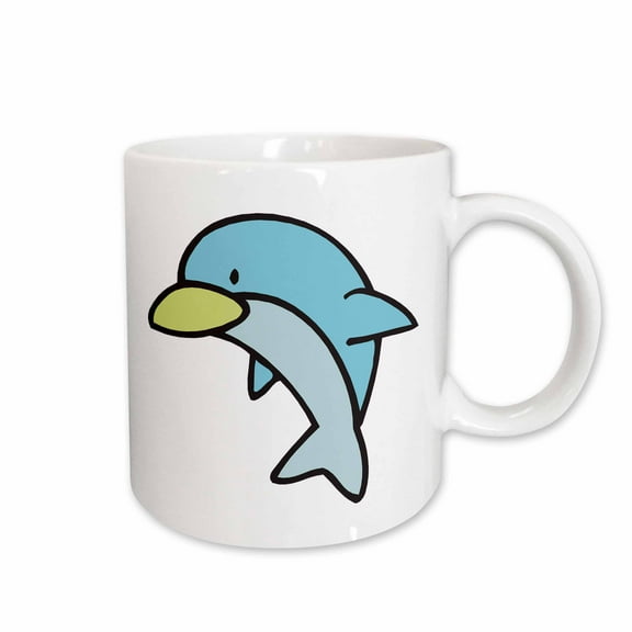 3drose, Cute Little Baby Blue Dolphin Animal Cartoon Design, 11oz Mug