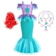thumbnail image 1 of Niñas Sirenita Ariel Princesa Vestido Malla Halloween Navidad Cola de pez Lentejuelas Tul Volante Manga Vestido de fiesta zhangmengya unisex, 1 of 2