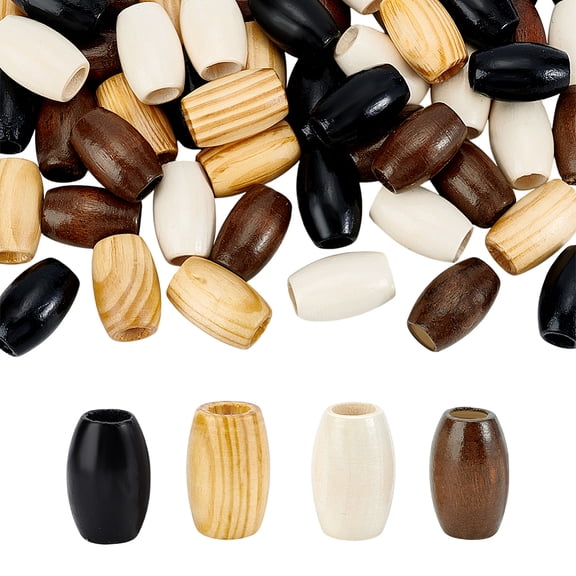60Pcs 4 Colors Wood Beads with Large Holes 30x20mm Wooden Beads