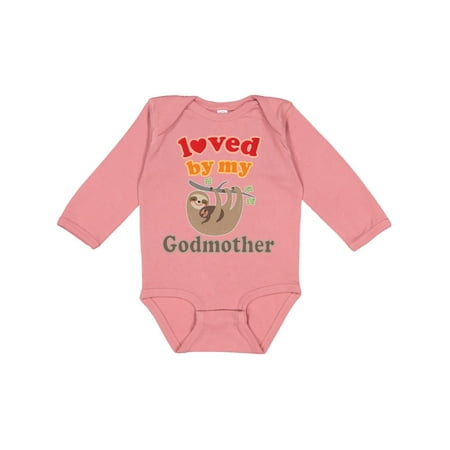

Inktastic My Godmother Loves Me Baby Sloth Gift Baby Boy or Baby Girl Long Sleeve Bodysuit