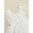thumbnail image 5 of Qmyliery Baby Girls Dress, White Square Collar Sleeveless Lace Hem One-piece Gift, 5 of 8