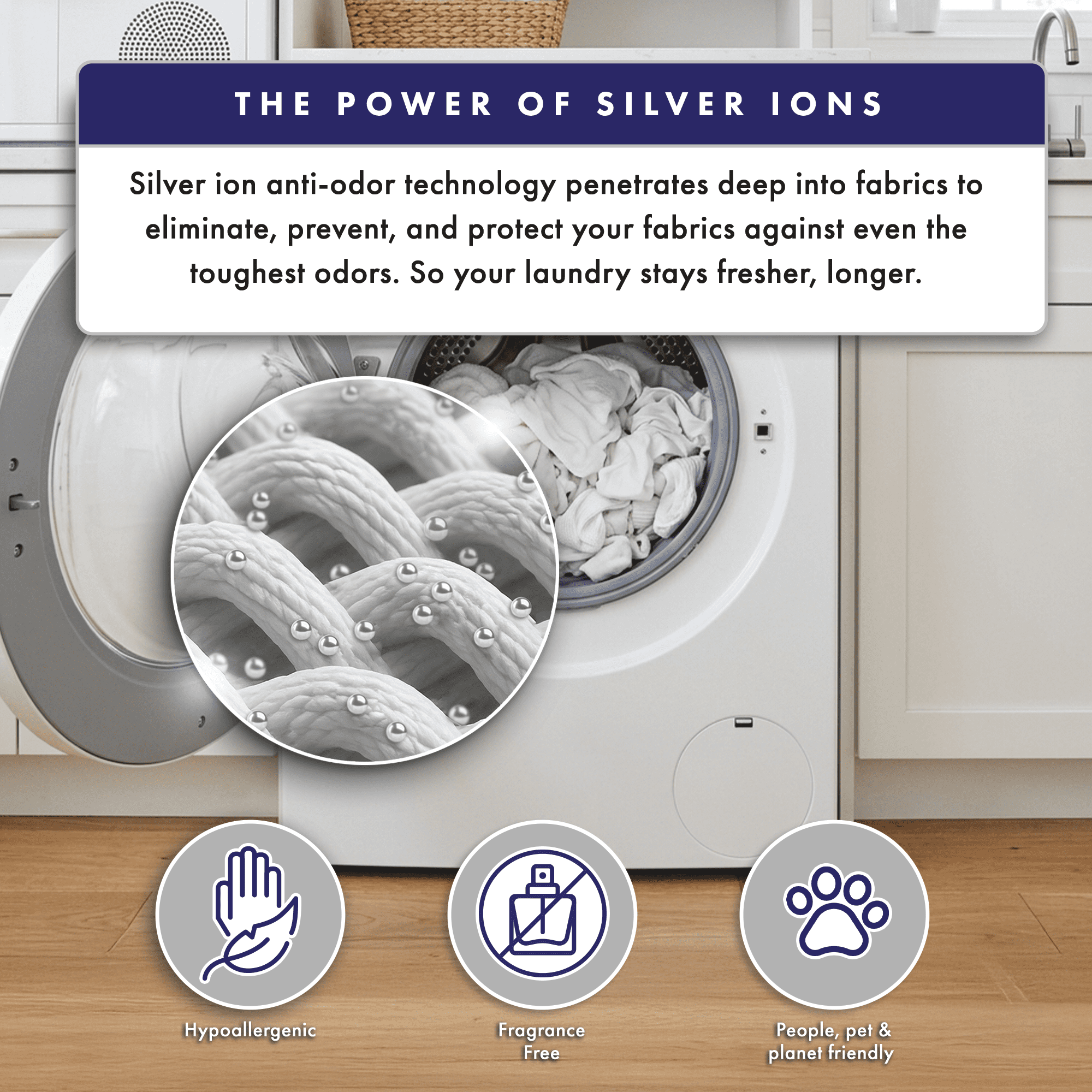 SilverWorks! Deodorizer Laundry Odor Eliminator For Clothes - Natural Silver Ion Infused Washer Sheets - Laundry Deodorizer Odor Eliminator - Lasting Laundry Odor Remover Dryer Deodorizer –24 Loads