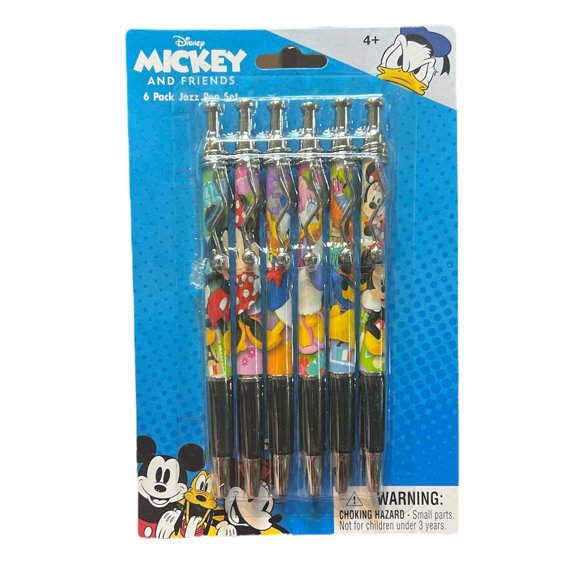 Disney Mickey & Friends Jazz Pens, Assorted Ink Colors, 6 Count