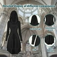 thumbnail image 3 of WASFDN Womens Renaissance Costumes Hooded Robe Lace Up Renaissance Dress Women Halloween Vintage Medieval Cloak(Black,L), 3 of 10