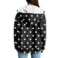 thumbnail image 2 of XIAONU Womens Hoodies Fleece-Lined Polka Dot Printed Drawstring Zippered Hoodie Solid Color Baggy Hooded Sweatshirt Jacket With Pockets, 2 of 5