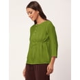 thumbnail image 6 of Moomaya Solid Tie-Up Tops For Women, Quarter Sleeves Round Neck Casual Viscose Top, 6 of 6