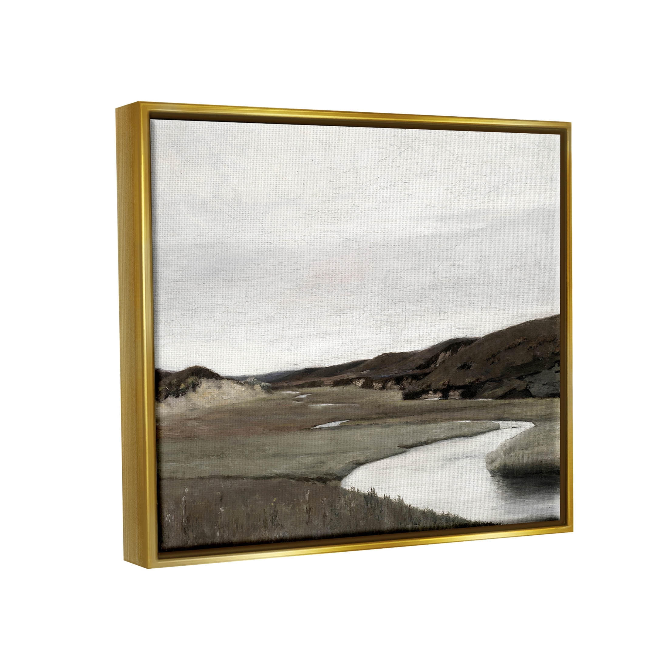 Rural Stream Classic Landscape Landscape Painting Metallic Gold Framed Art Print Wall Art