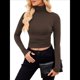 thumbnail image 1 of Camisetas de Larga para Mujer, Ropa Interior Térmica Básica de Otoño, Ropa de Invierno 2025 Color Café L, 1 of 8