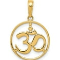 thumbnail image 1 of 14K Yellow Gold Cut-Out Round Frame Yoga Om Symbol Pendant (22 X 15) Made In Peru d4264, 1 of 6
