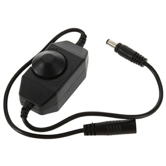 2pcs ABI Inline Mini Dial Inline Switch LED Dimmer DC Jack 12-24V PWM for LED Strip Light LED Tape LED Ribbon LED Rope LED String Light, Black