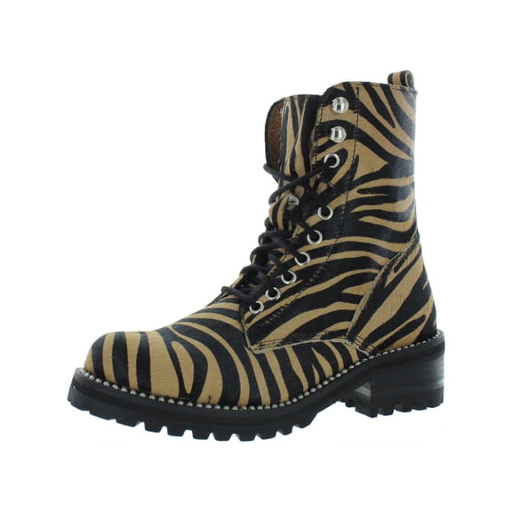 Aqua Womens Jax Calf Hair Lace Up Combat Boots Multi 8.5 Medium (B,M)