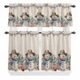thumbnail image 2 of Kitchen Window Curtains Valance and Tier Set, Snowman Christmas Starfish Shell Pearl Rod Pocket Tier Curtain Valance Set, Sea Coral Retro Linen Light Filtering Cafe Curtains for Bedroom Living Room, 2 of 9