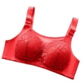 thumbnail image 4 of Crunowin Women's Bra, Wire Free Comfort Fashion Lace Plus Size Push Up Everyday Underwear Red 40, 4 of 4