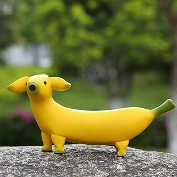 Cute Banana Dog Garden Statues Figurines Ornaments, Resin Gnomes Funny for Home