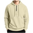 thumbnail image 2 of DODADAWANJ Solid Color Hoodies for Men Quarter Zip Drawstring Hoodie Big and Tall Hooded Sweatshirt for Camping Vacation Workout XXL, 2 of 8