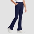 thumbnail image 2 of Leey-World Girls School Uniform Pants Kids Pull On Straight Leg Stretchy Elastic Waist Trousers with Pockets 5-14 Years(Navy,9-10 Years), 2 of 6