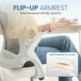 thumbnail image 6 of CELTOSS Ergonomic White Office Chair, Flip-Up Arms, Adjustable Lumbar Support, Ivory, 6 of 11