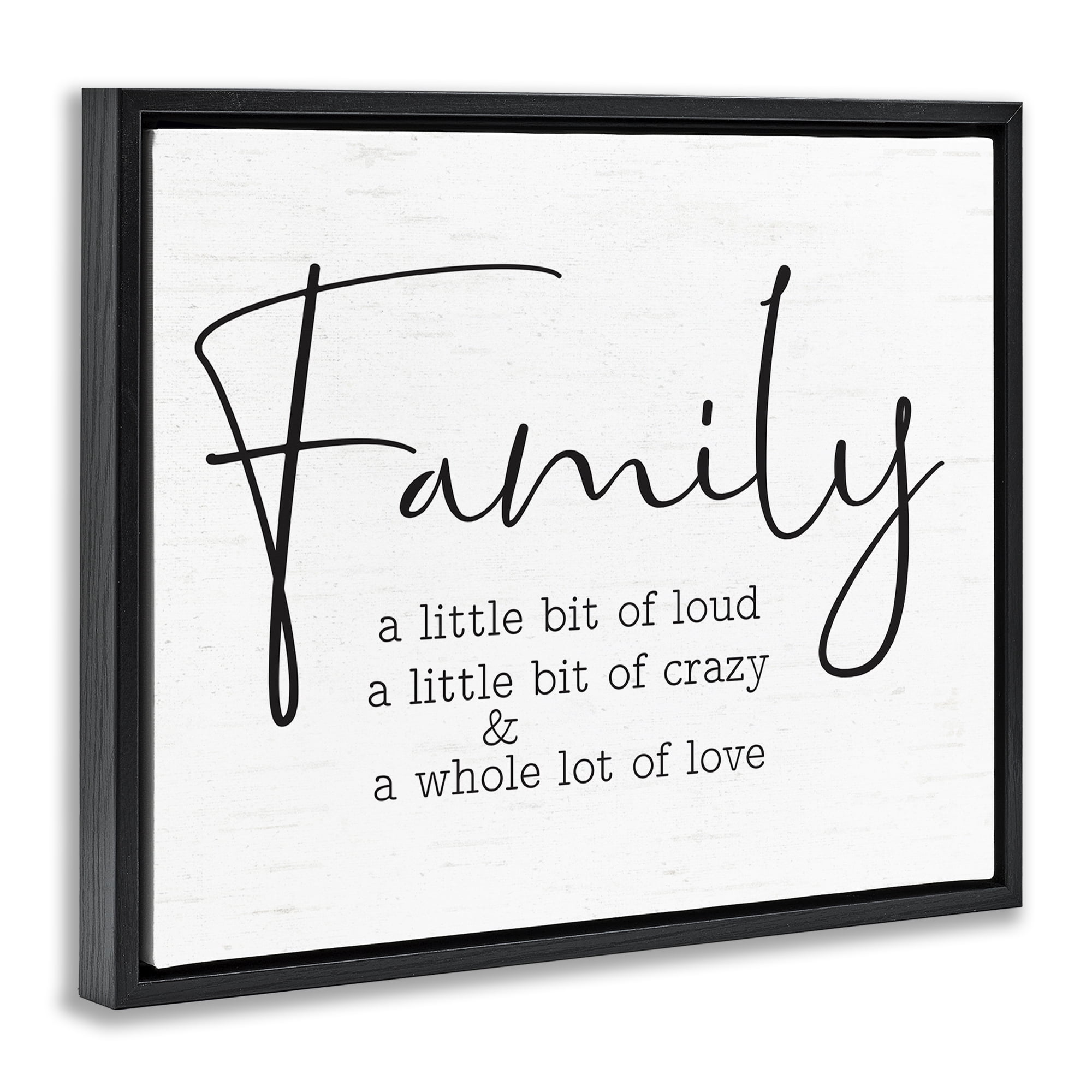 Stupell Industries Loud Crazy Love Family Text & Numbers Painting Black Floater Framed Canvas Art Print Wall Art, 31 x 25